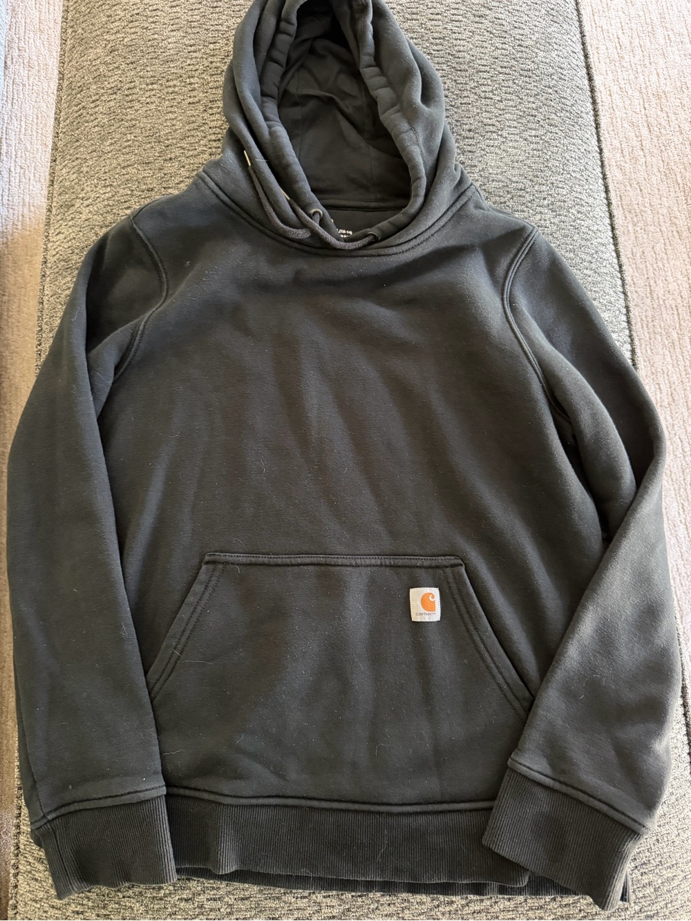 Carhartt Women’s Black front pocket Hoodie with Yellow Logo Detail